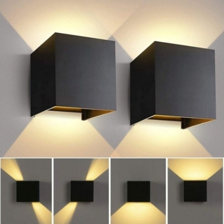 oyajia Wandleuchte 2 Stück 7W Metall LED Wandlampe, Auf und ab Einstellbarer Lichtstrahl, LED fest integriert, Warmweiß, LED Wandlampe mit Bewegungsmelder,für Wohnzimmer, Flur, Balkon, Hotel