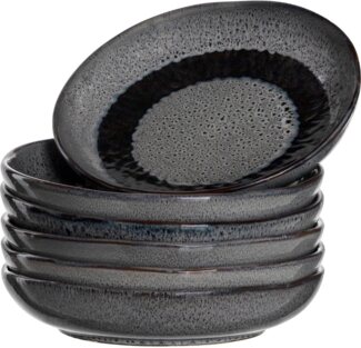 Leonardo MATERA Keramikteller 20,7 cm tief anthrazit 6er Set