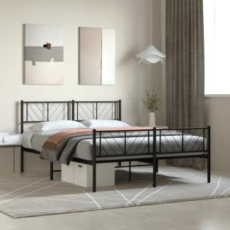 vidaXL Bettgestell mit Kopf- und Fußteil, Metall, Schwarz, 120x200 cm