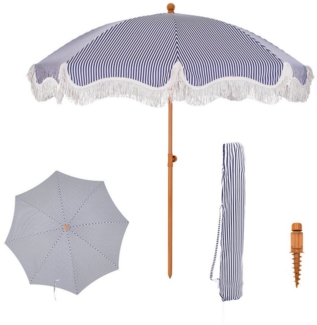PHI VILLA Sonnenschirm, ideal für Strand- und Gartenaktivitäten, Stabiler Sonnenschirme für Sand mit Neigepfosten UV-Schutz 50+