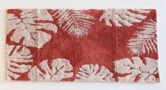 ADOB Badematte Premium Badezimmerteppich, kuschelweich, 140x70 cm, Farbe rot beige, warm, fußbodenheizungsgeeignet, schnell trocknend, strapazierfähig, Baumwolle, rutschfest