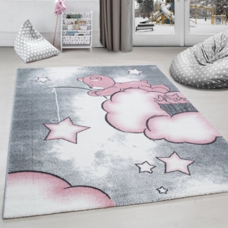 Carpettex Kinderteppich Bär Design, Läufer, Höhe: 11 mm, Kinderteppich Bär-Design Rosa Baby Teppich Kinderzimmer Pflegeleicht