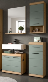 Badmöbel Set in Shawn grün und Eiche 4-teilig 112 cm