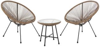 SVITA Bali Balkon-Möbel 3-TLG. Polyrattan Lounge-Set Balkon-Set Braun