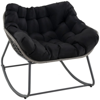 COSTWAY Schaukelstuhl (1 St), Rattanstuhl mit dickem & abnehmbarem Kissen, Metallrahmen, 150kg