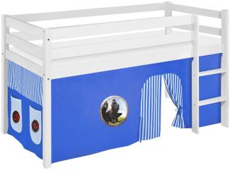 Lilokids 'Jelle' Spielbett 90x200 cm, Dragons Blau, Kiefer massiv, mit Vorhang