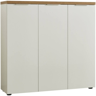 Dmora Aspidistra Schuhregal, Schuhschrank, Mehrzweck-Garderobe für den Eingangsbereich, Schuhschrank, Made in Italy, 122 x 34 x 115 cm, Weiß und Eiche glänzend