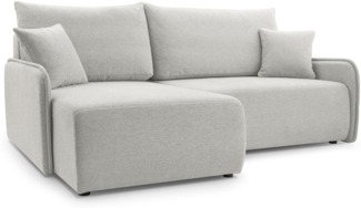 Selsey 'Netarro' Ecksofa mit Schlaffunktion, Bettkasten und Chenille-Bezug, graubeige, links