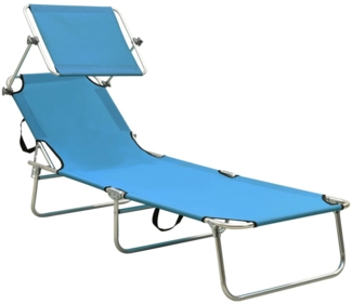 vidaXL Klappliege mit Sonnendach Stahl Türkisblau 310326