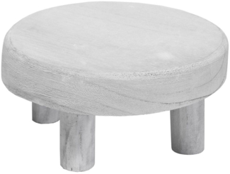 Spetebo Blumenhocker Holz Pflanzenhocker klein 20 cm - white washed (Packung, 1 St, Pflanzenständer mit 4 Füßen), Massivholz Blumenteller rund