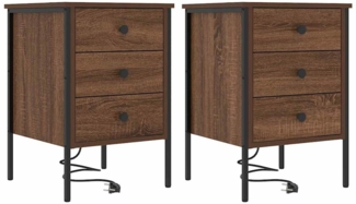 vidaXL Nachttisch 2 pcs Braun Eichen-Optik 42 x 41 x 61 cm 859489