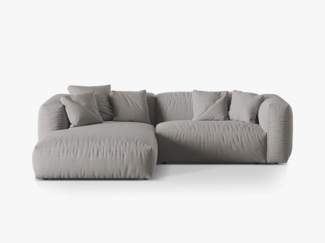 Micadoni Ecksofa Martina 2-Sitzer Strukturierter Stoff Hellgrau Links