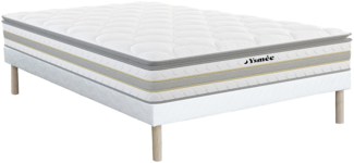 Vente-unique - Taschenfederkernmatratze-Bettgestell-Set - 160 x 200 cm - mit integriertem Topper - Stärke 29 cm - CANTERBURY von YSMÉE