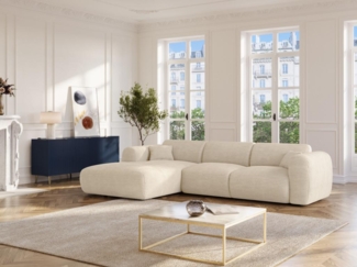 Vente-unique - Großer Ecksofa - Ecke links - Cord - Beige - POGNI von Maison Céphy