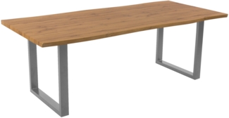 Esstisch Baumkante Holz-Optik Wildeiche 220 x 100 U-Gestell silber JOSY 142464001