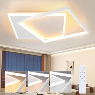 Nettlife LED Deckenleuchte 44W Deckenleuchte Schwarz 2 Quadrat, Augenschutz, LED fest integriert, für Wohnzimmer Büro Arbeitszimmer Studio Kinderzimmer