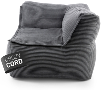 Lumaland Modulares Eckteil Links - Cord-Reihe | Indoor Sitzsack mit Softer Struktur, ideal Sofa Modulen & zum Pouf | Bean Bag mit Füllung - für Wohnzimmer & Co. - 81 x 81 x 70 cm