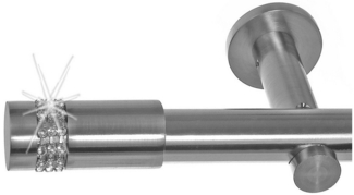 BASIT Gardinenstange Edelstahloptik 20mm mit Wandträgern 120 cm E38, Ø 20 mm, 1-läufig, verschraubt, Metall, H31 120 cm E38 Zylinder mit Kristall