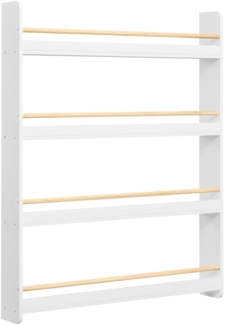 SONGMICS Bücherregal Kinder, Kinderregal mit 4 Ebenen, Spielzeugregal, Wandregal, für Kinderzimmer, Spielzimmer, weiß-naturfarben GKR014W01
