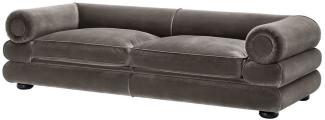 Casa Padrino Luxus Samt Sofa Grau / Schwarz 233x96 x H. 65 cm