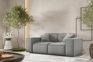 Sofa Designersofa CESINA 2-Sitzer in Stoff Opera Velvet Steingrau