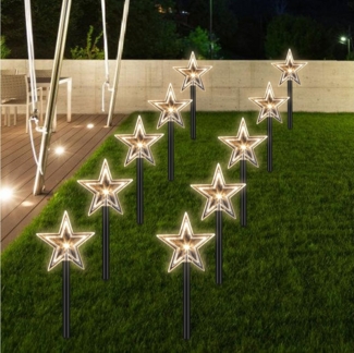 Clanmacy LED Gartenleuchte LED Gartenleuchte Spiessleuchte mit 5 Sternen,Weihnachtsdeko aussen