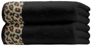 CLASS HOME COLLECTION Duschtuch uschtücher Duschtuch 2er Set Jacquard Baumwolle Leopard Zebra Schwarz, (2-St), 2er Set