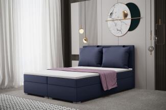 Boxspringbett Schlafzimmerbett MATRO 200x220cm in Stoff Soro Blau