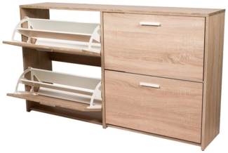 COSTWAY Schuhschrank mit 4 Klappen,für 16-24 Paar Schuhe,134x77,5x29cm