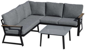 Outsunny Sitzgruppe mit Beistelltisch Balkonmöbel Sofa mit Kissen Outdoor Aluminium Grau, (Gartenmöbel-Set, 3-tlg, Gartenmöbel-Set), 3-teiliges Gartenmöbel-Set