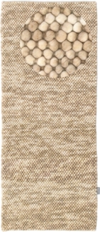 Morgenland Wollteppich - Filzkugel - Mosaik - läufer - 200 x 80 - Beige