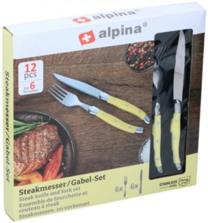 Alpina Steakbesteck Alpina 12 tlg. Steakbesteck Steakmesser Steakgabel Besteckset Gelb