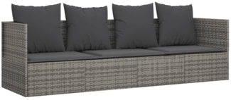 vidaXL Outdoor-Loungebett mit Kissen Grau Poly Rattan 319564