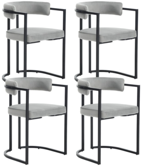 WAHSON OFFICE CHAIRS Esszimmerstuhl 2er Set, aus Samt Polsterstühle mit schwarzen Metallbeinen, Eckstühle (4 St)