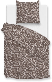 Zo! Home Flanell Bettwäsche 135x200 cm Lucia natural Leo Leopard Tierfellmuster