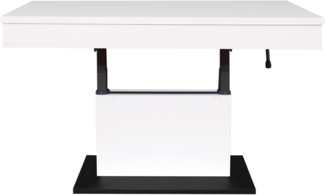 Couchtisch >Lift< höhenverstellbar bis 77cm, weiss / schwarz - 110x58/77x60cm (BxHxT)