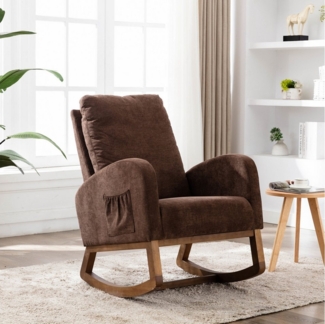 KLAM HOME Stuhl Relaxsessel Schaukelsessel Sessel Schaukelstuhl für das Kinderzimmer (Schaukelstuhl mit gepolsterter hoher Rücken und Seitentaschen), Geeignet für Wohnzimmer und Schlafzimmer