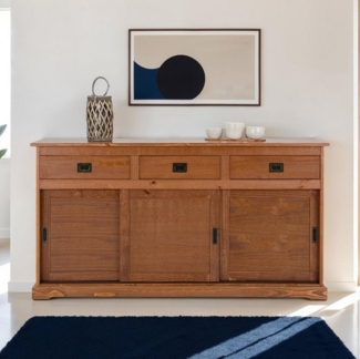 IDIMEX Sideboard SAVONA, Sideboard Kommode Kieferkommode, 3 Türen, dunkelbraun