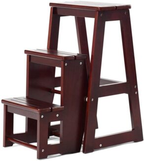 COSTWAY Klapptritt, klappbar, Tritthocker 3 Stufen, bis 150 kg, Massivholz