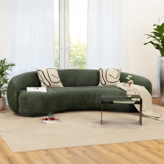 HOME DELUXE Sofa CASARA Webstoff Dunkelgrün - 258 x 128 x 72 cm
