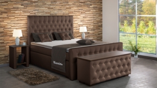 Meisterbetten Boxspringbett Tela 120x200 in KL-Braun, Matratzenbezug Nano, Ergoflex-Topper