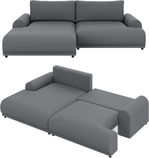 Ecksofa Lounge Schlaffunktion Bettkasten moderne L-Couch Ecke Links Dunkelgrau
