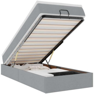 vidaXL Ottoman-Bett mit Matratze Hellgrau 80x200 cm Stoff 3311064