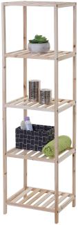 Badregal HWC-B54 Tannenholz 5 Ablageflächen 130 x 35 x 30 cm