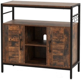 COSTWAY Küchenbuffet Sideboard Holz, mit verstellbarem Regal, Haken