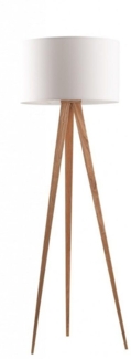 Stehleuchte TRIPOD WOOD WHITE von ZUIVER Schirm weiß Füße natur
