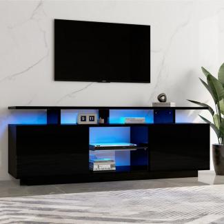 HAUSS SPLOE TV-Schrank 140cm TV-Schrank mit LED-Beleuchtung für 60-Zoll-Fernseher, Schwarz