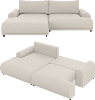 Ecksofa Lounge Schlaffunktion Bettkasten moderne L-Couch Ecke Links Beige