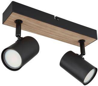 Deckenleuchte, Spotstrahler, Metall, Holzoptik, L 26 cm