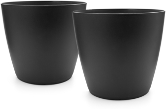BigDean 2 Stück Blumentopf, Übertopf aus Kunststoff Blumentopf in modernem Look (Graphit, ø 24 cm) Übertopf für innen oder außen